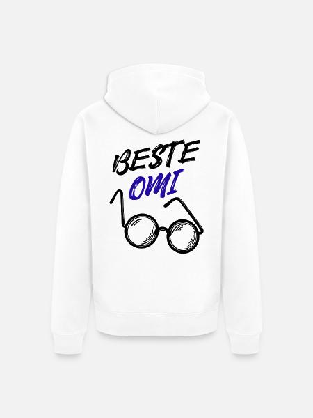 Oma Großmutter Beste Omi Brille Statement - Unisex Premium Bio Zip Hoodie - Weiß