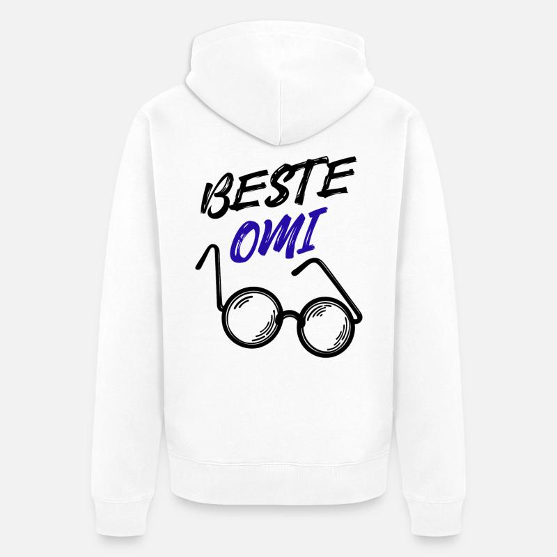 Oma Großmutter Beste Omi Brille Statement - Unisex Premium Bio Zip Hoodie - Weiß