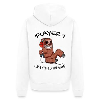 Erstes Baby Spieler 1 Schwanger Baby Faultier - Unisex Premium Bio Zip Hoodie - Weiß - Hinten - Thijin (182cm)