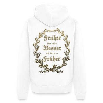 EVERYTHING USED TO BE BETTER Laurel Wreath Gold - Unisex Premium Organic Zip Hoodie - white - Back - Thijin (182cm)
