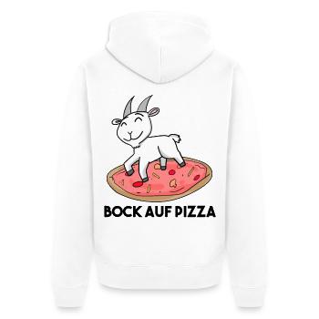 Bock auf Pizza - Ziege Ziegenbock - Unisex Premium Bio Zip Hoodie - Weiß - Hinten - Thijin (182cm)