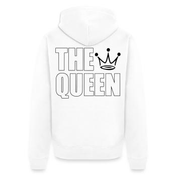 The Queen – Bold Crown Statement Design - Unisex Premium Bio Zip Hoodie - Weiß - Hinten - Thijin (182cm)
