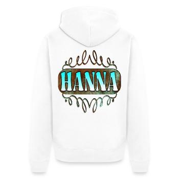 Namenstaggeschenke Tochter Hanna - Unisex Premium Bio Zip Hoodie - Weiß - Hinten - Thijin (182cm)