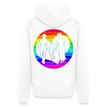 Rainbow Family Mom & Mom Grandma & Grandma Heart - Unisex Premium Organic Zip Hoodie - white - Back - Thijin (182cm)