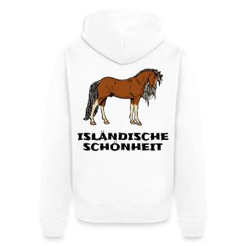 Isländer Pferde Statement Islandpferde Pferdenarr - Unisex Premium Bio Zip Hoodie - Weiß - Hinten - Thijin (182cm)