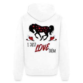 Chevaux islandais chevaux islandais Déclaration Coeur - Veste à capuche bio Premium Unisexe - blanc - Dos - Thijin (182cm)