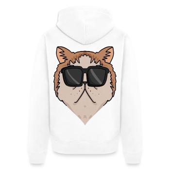 Exotische Kurzhaarkatze Katze mit Sonnenbrille - Unisex Premium Bio Zip Hoodie - Weiß - Hinten - Thijin (182cm)