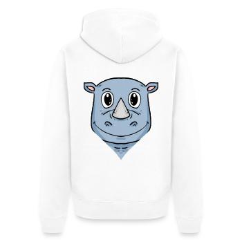 Nashorn - Unisex Premium Bio Zip Hoodie - Weiß - Hinten - Thijin (182cm)