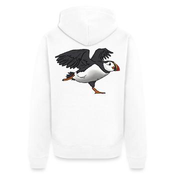 Papageientaucher - Unisex Premium Bio Zip Hoodie - Weiß - Hinten - Thijin (182cm)