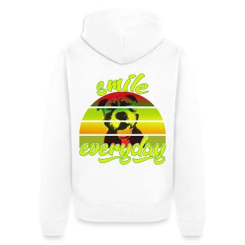 American Bully smile everyday Regenbogenfarben - Unisex Premium Bio Zip Hoodie - Weiß - Hinten - Thijin (182cm)