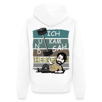 Ich kam sah und Hebte - Unisex Premium Bio Zip Hoodie - Weiß - Hinten - Thijin (182cm)