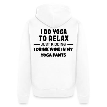 Yoga to relax and drink wine # - Unisex Premium Organic Zip Hoodie - white - Back - Thijin (182cm)