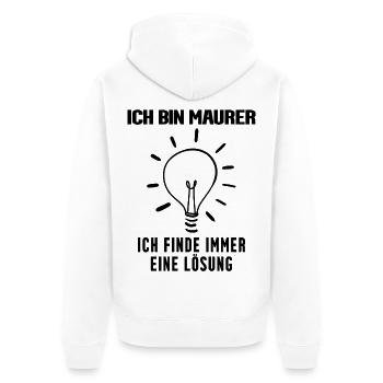 Maurer Beruf Ausbildung - Unisex Premium Bio Zip Hoodie - Weiß - Hinten - Thijin (182cm)