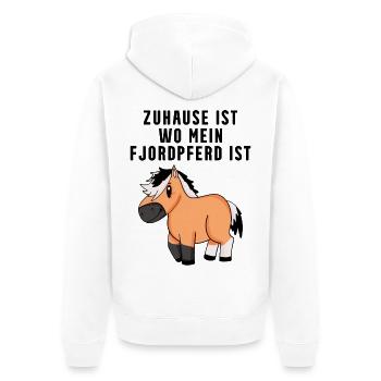 Norwegisches Fjordpferd Pferd Hauspferd Pferde - Unisex Premium Bio Zip Hoodie - Weiß - Hinten - Thijin (182cm)
