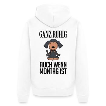 Montag Spruch Yoga - Coonhound - Unisex Premium Bio Zip Hoodie - Weiß - Hinten - Thijin (182cm)