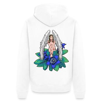Heavenly Alps Angel Gentian Tyrol Guardian Angel - Unisex Premium Organic Zip Hoodie - white - Back - Thijin (182cm)