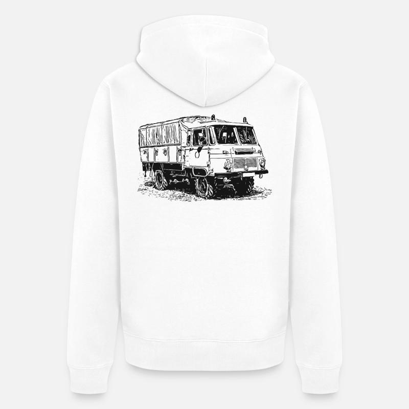 Robur LO LD MTW mit Blaulicht - Unisex Premium Bio Zip Hoodie - Weiß