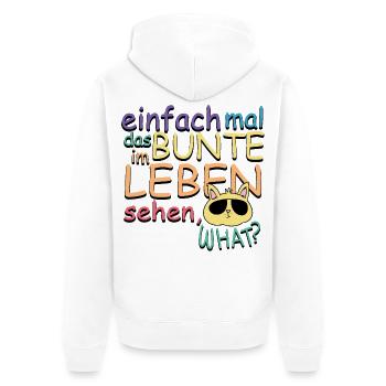 Einfach mal das Bunte im Leben Sehen - Unisex Premium Bio Zip Hoodie - Weiß - Hinten - Thijin (182cm)
