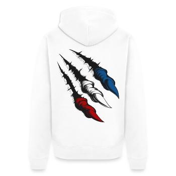 Griffes de Rostock - Veste à capuche bio Premium Unisexe - blanc - Dos - Thijin (182cm)