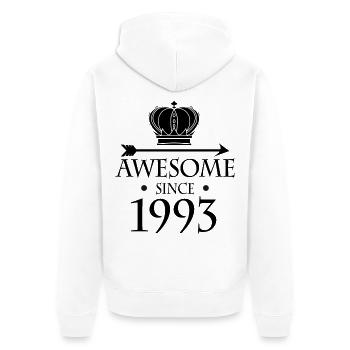 Né en 1993 - Fantastique depuis 1993 - Veste à capuche bio Premium Unisexe - blanc - Dos - Thijin (182cm)