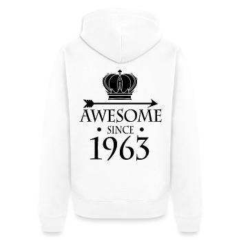 Jahrgang 1963 - Fantastisch seit 1963 - Unisex Premium Bio Zip Hoodie - Weiß - Hinten - Thijin (182cm)