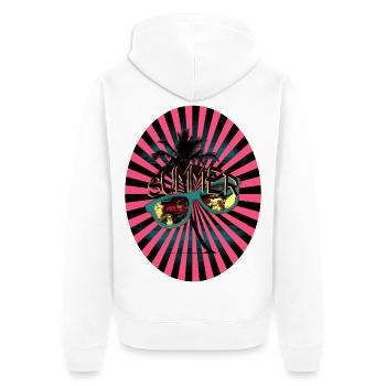 Summer Sunbeams Palm Tree Sunglasses - Unisex Premium Organic Zip Hoodie - white - Back - Thijin (182cm)