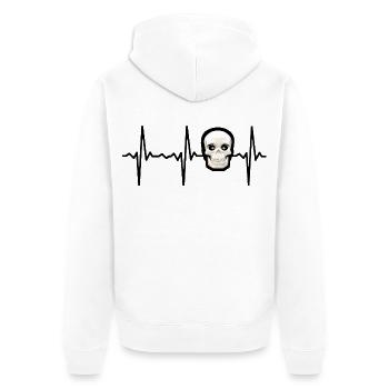 Schädel Skelett Skeleton Körper Puls Pulsschlag - Unisex Premium Bio Zip Hoodie - Weiß - Hinten - Thijin (182cm)