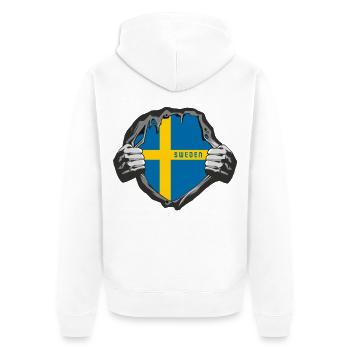 Drapeaux de la Suède - Veste à capuche bio Premium Unisexe - blanc - Dos - Thijin (182cm)