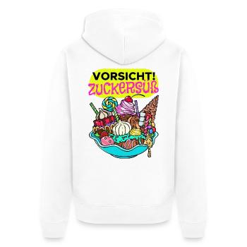 Naschkatzen Konditor Cupcake Statement Süßigkeiten - Unisex Premium Bio Zip Hoodie - Weiß - Hinten - Thijin (182cm)