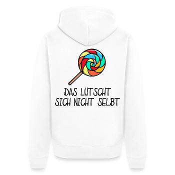 Süßigkeiten Naschkatzen Statement Bonbon Lecker - Unisex Premium Bio Zip Hoodie - Weiß - Hinten - Thijin (182cm)