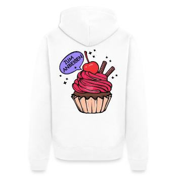 Nachspeise Naschen Süßigkeiten Cupcake Statement - Unisex Premium Bio Zip Hoodie - Weiß - Hinten - Thijin (182cm)