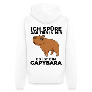 Capybara Wasserschwein - Unisex Premium Bio Zip Hoodie - Weiß - Hinten - Thijin (182cm)