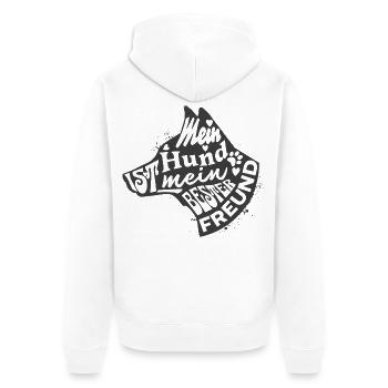 Hund Spruch Bester Freund Hundeliebe - Unisex Premium Bio Zip Hoodie - Weiß - Hinten - Thijin (182cm)
