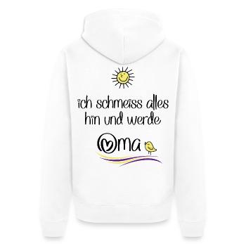 Oma werden - Unisex Premium Bio Zip Hoodie - Weiß - Hinten - Thijin (182cm)