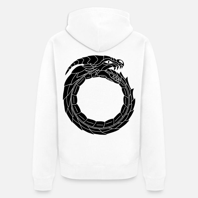 Dragon noir dévoreur - Veste à capuche bio Premium Unisexe - blanc