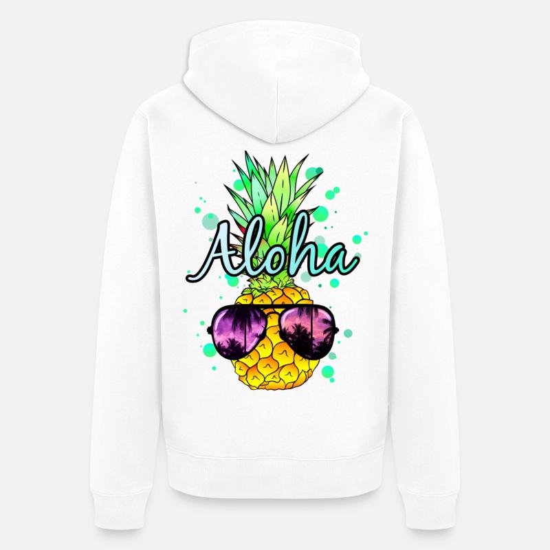Ananas Aloha - Veste à capuche bio Premium Unisexe - blanc