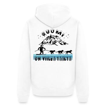 Finnland Fun Sport - Unisex Premium Bio Zip Hoodie - Weiß - Hinten - Thijin (182cm)