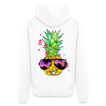Ananas cool bunt spritzig - Unisex Premium Bio Zip Hoodie - Weiß - Hinten - Thijin (182cm)