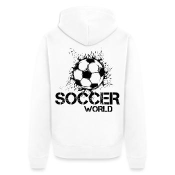 Soccer World Fußball Symbol Explosion Grafik Icon - Unisex Premium Bio Zip Hoodie - Weiß - Hinten - Thijin (182cm)