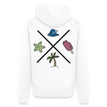 Design für den Sommer - Unisex Premium Bio Zip Hoodie - Weiß - Hinten - Thijin (182cm)