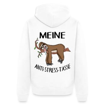 Tasse Faultier Kaffeetasse - Unisex Premium Bio Zip Hoodie - Weiß - Hinten - Thijin (182cm)