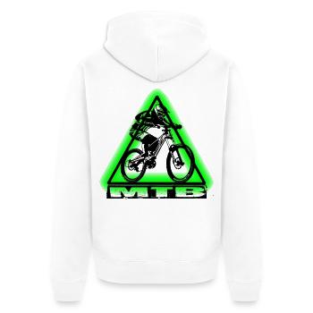 MTB Bike - Unisex Premium Organic Zip Hoodie - white - Back - Thijin (182cm)