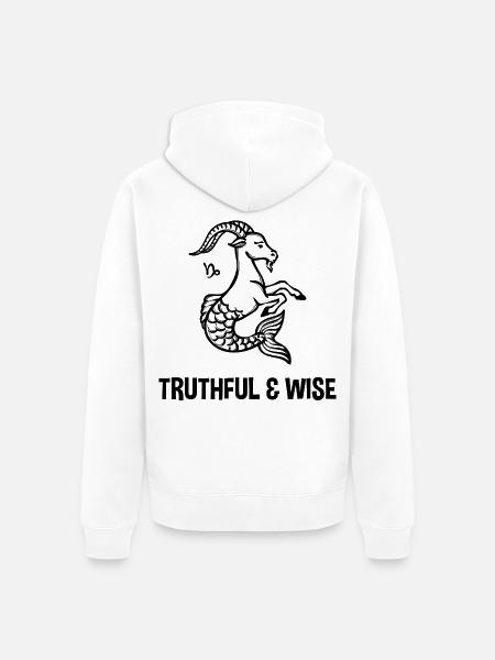 Sternzeichen Statement Steinbock Horoskop Galaxie - Unisex Premium Bio Zip Hoodie - Weiß