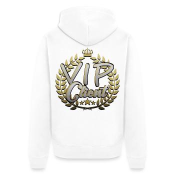 VIP Client - Unisex Premium Bio Zip Hoodie - Weiß - Hinten - Thijin (182cm)