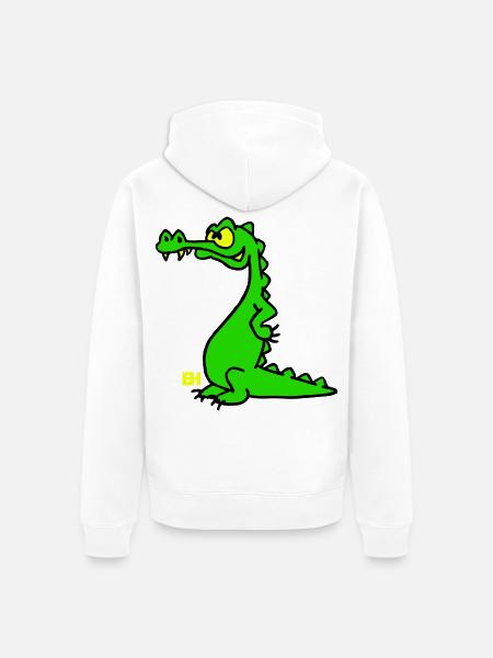 Crocodile souriant, design à trois couleurs - Veste à capuche bio Premium Unisexe - blanc