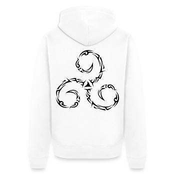 Triskèle Tribal Celte Breton - Veste à capuche bio Premium Unisexe - blanc - Dos - Thijin (182cm)