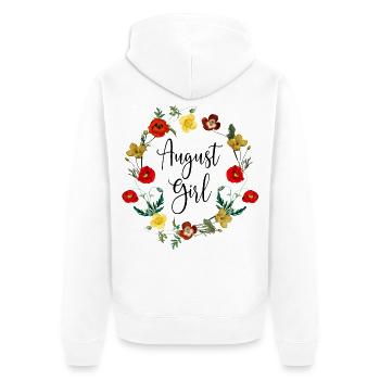 August Birthday Girl Poppy Flowers Leo Born In Aug - Unisex Premium Organic Zip Hoodie - white - Back - Thijin (182cm)