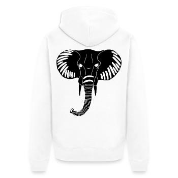 Black elephant head - Unisex Premium Organic Zip Hoodie - white - Back - Thijin (182cm)