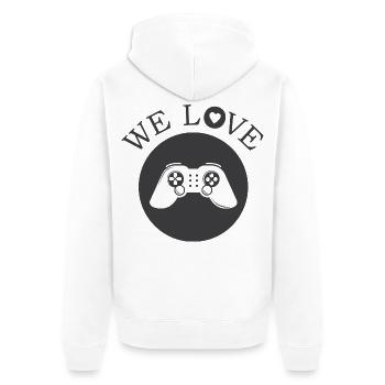 we love gaming gamer icon illustration logo icon - Unisex Premium Organic Zip Hoodie - white - Back - Thijin (182cm)
