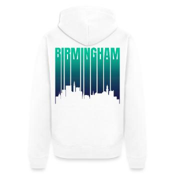 Birmingham Skyline Gradient - Unisex Premium Organic Zip Hoodie - white - Back - Thijin (182cm)